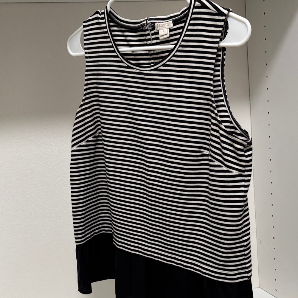J. Crew Black and White Striped Tank Top